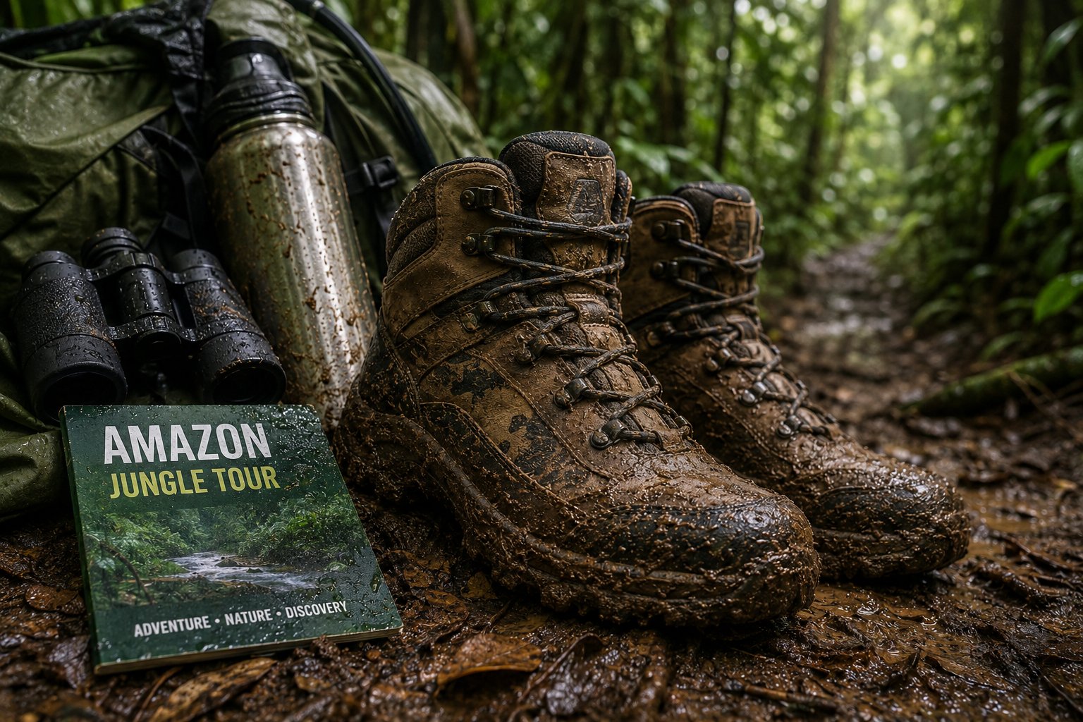 Waterproof hiking boots for muddy jungle trails in Manu National Park