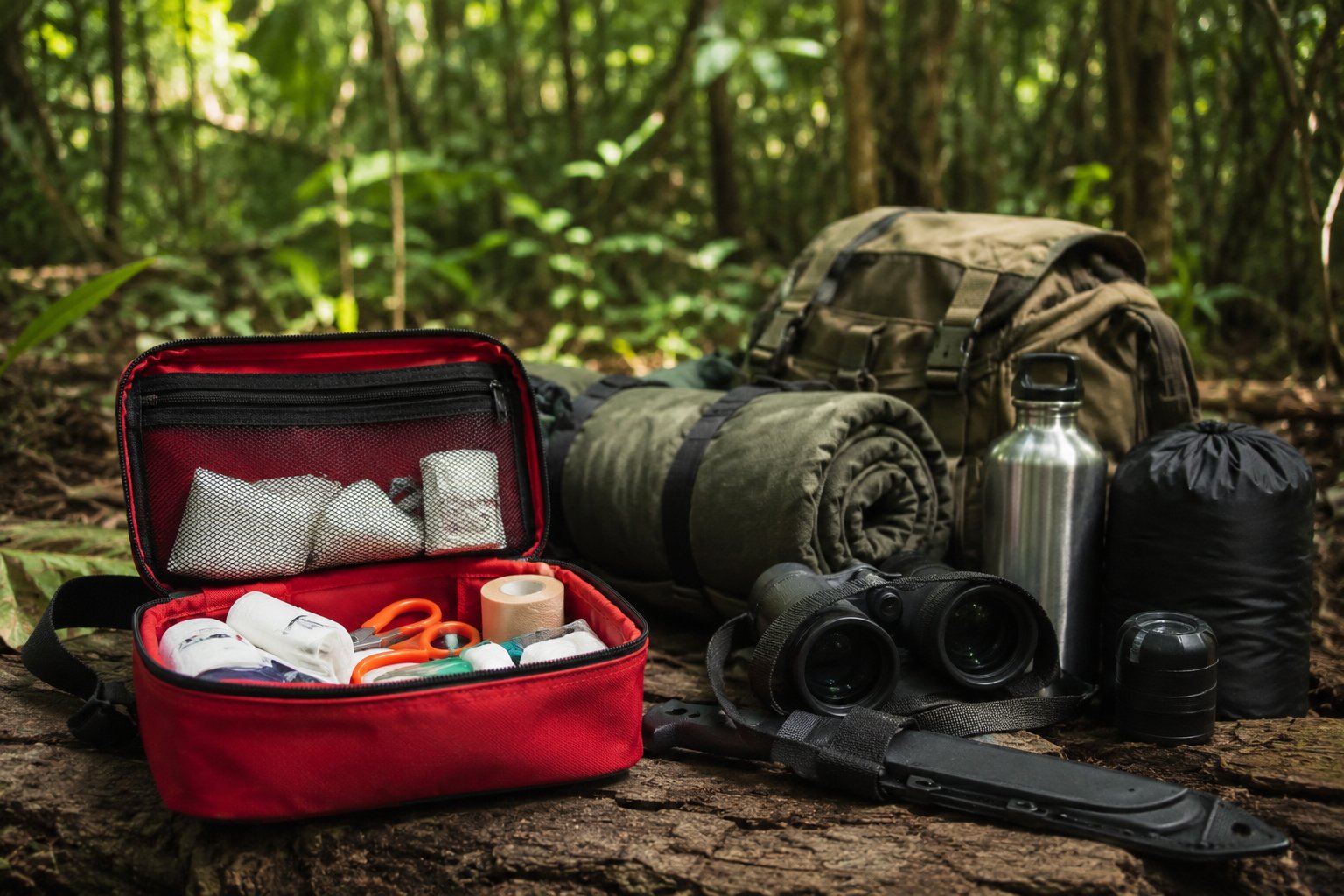 Wilderness first aid kit and yellow fever vaccination certificate for Amazon travel